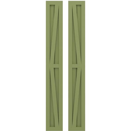 Americraft 2-Board Wood 2 Equal Panel Frmd Board-n-Batten Shutters W/ Dubl Z-Bar, ARW102BF207X64MGH